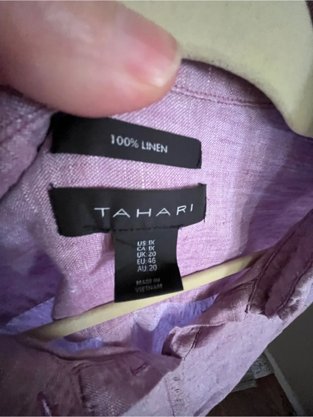 Tahari Sleeveless Linen Shift Dress in Lavender - Picture 8 of 9
